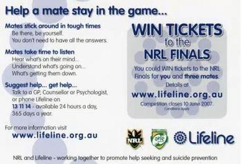 2007 Lifeline Help A Mate #NNO Kangaroos Back
